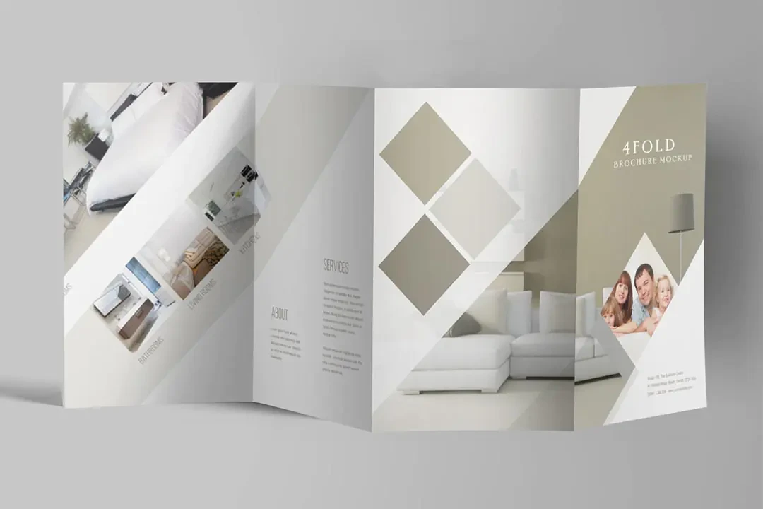 4 Fold Brochure Mockup Free PSD – Mockups creative asset