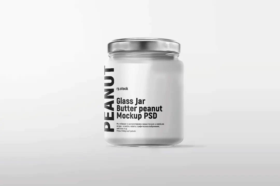 Glass Jar Butter Peanut Mockup – Mockups creative asset