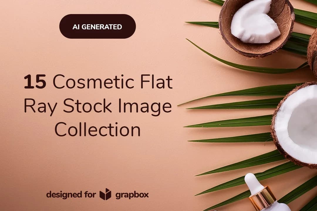 15 Cosmetic top view flat ray with coconut collection – Ai Generated creative asset