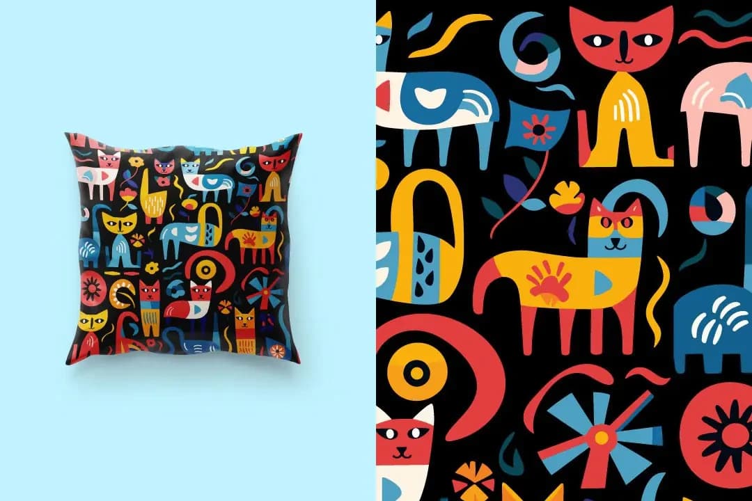 Mattise style cat seamless pattern – Patterns creative asset