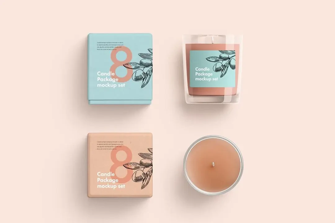 Candle Glass and Box Packaging Mockup Free PSD – Mockups creative asset