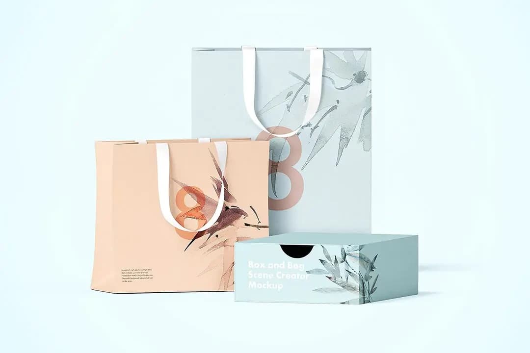 Box & Bag Scene Creator Mockup – Mockups creative asset