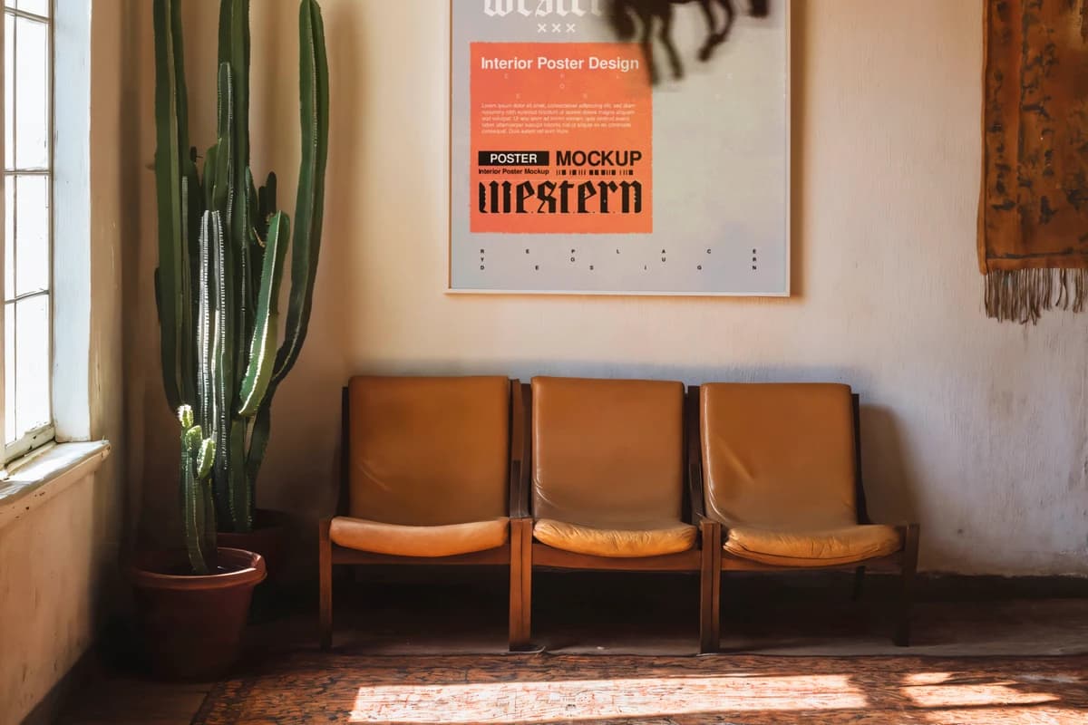 Western Interior Design Poster Mockup – Mockups creative asset