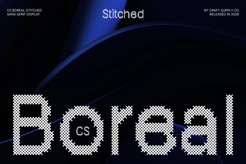 CS Boreal Stitched Font – Display creative asset