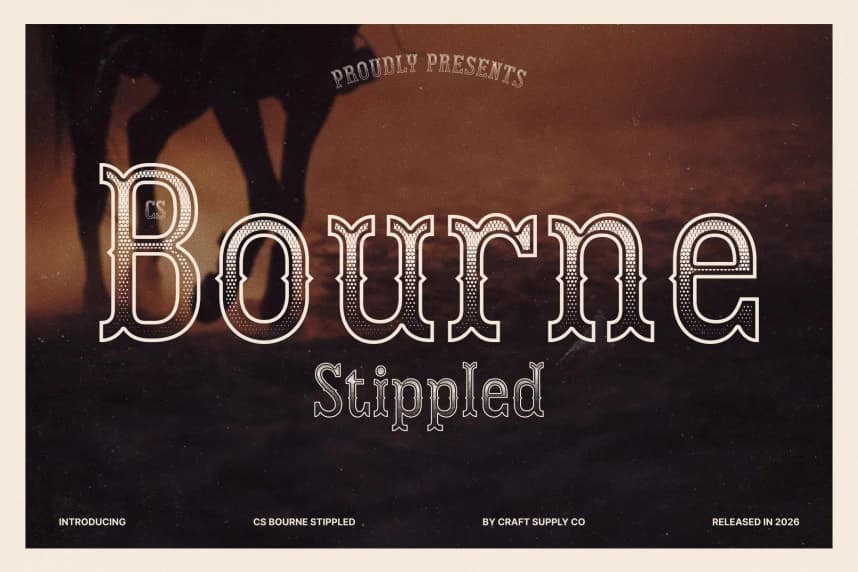 CS Bourne Stippled Font – Display creative asset