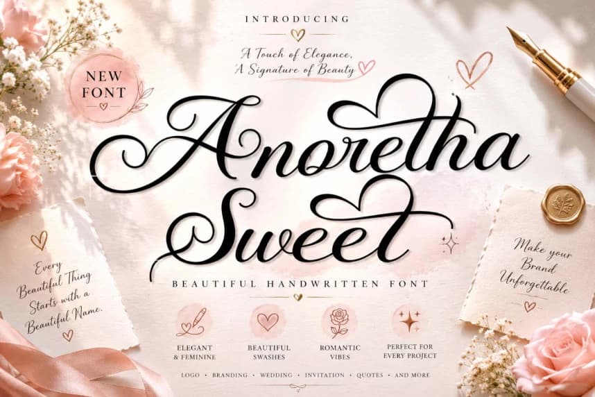 Anoretha Sweet Font – Handwritten creative asset