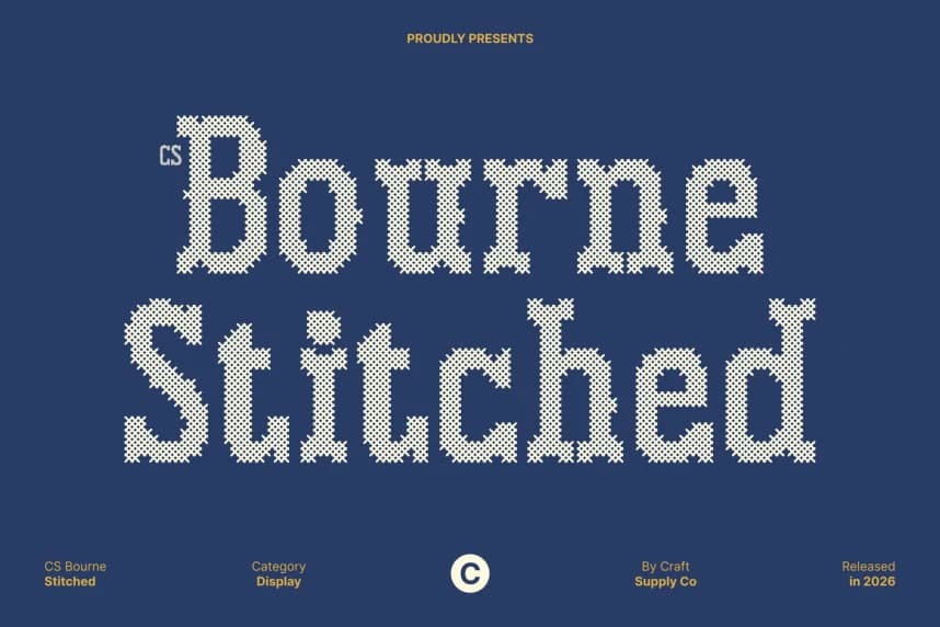 CS Bourne Stitched Font – Display creative asset
