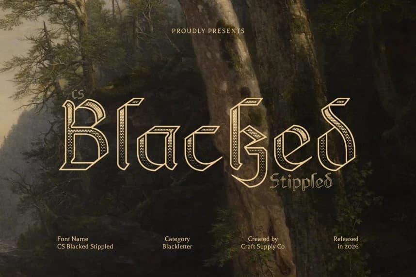 CS Blacked Stippled Font – Display creative asset