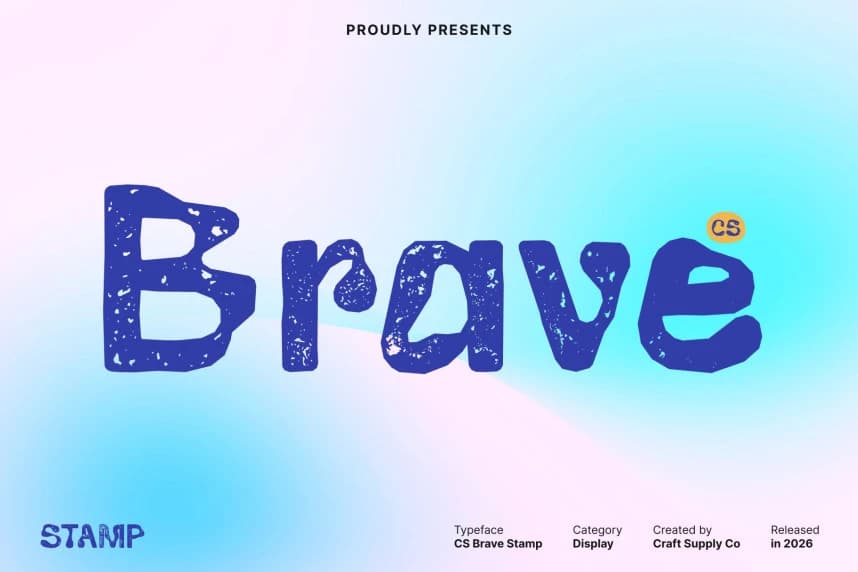 CS Brave Stamp Font – Display creative asset