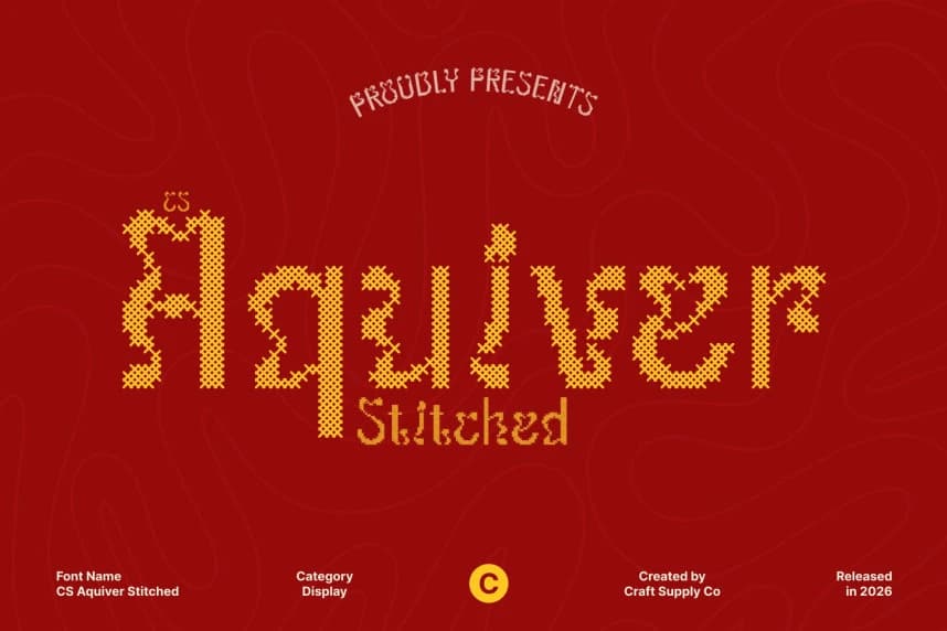 CS Aquiver Stitched Font – Display creative asset