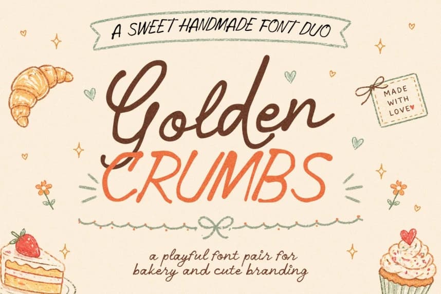 Golden Crumbs Font – Handwritten creative asset