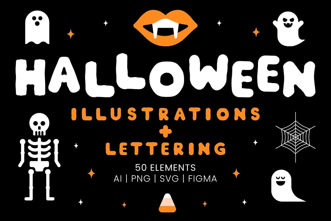 Halloween Illustrations & Lettering – Illustrations creative asset