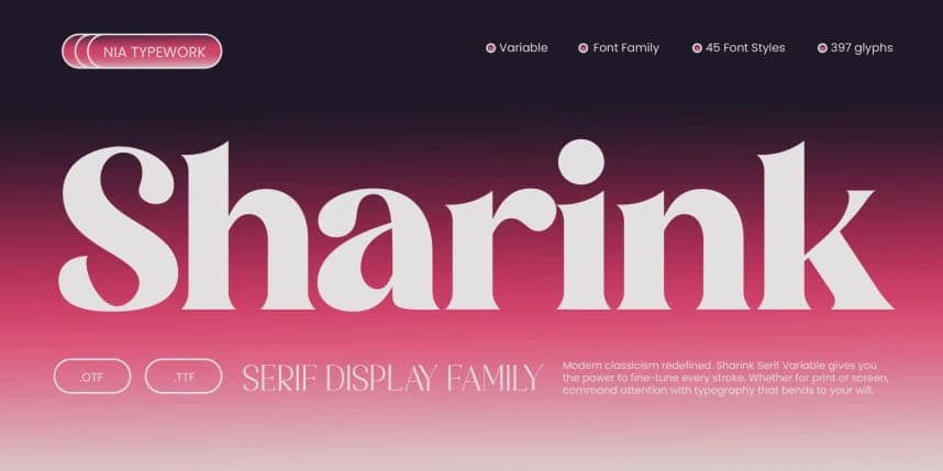 Sharink Font Family – Serif creative asset
