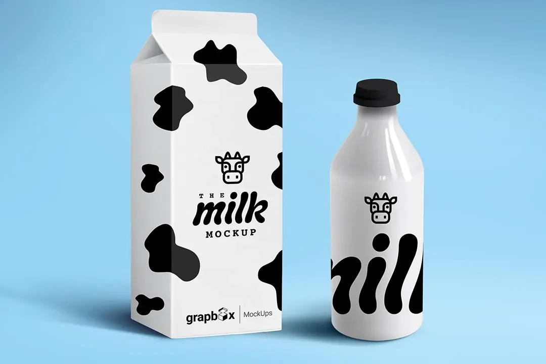 Milk Packaging Mockup – Mockups creative asset
