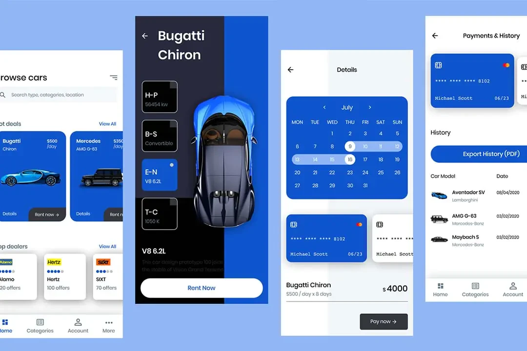 Car Rental UI Free Figma Template – UI Kits creative asset