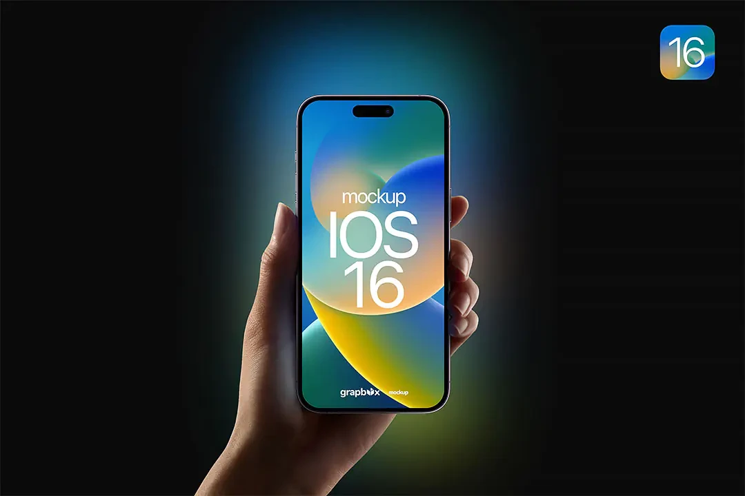 iPhone 14 Pro Max Mockup with Backlight Free PSD – Mockups creative asset