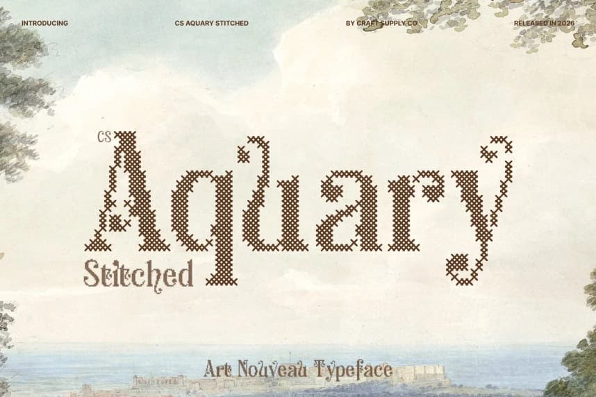 CS Aquary Stitched Font – Display creative asset