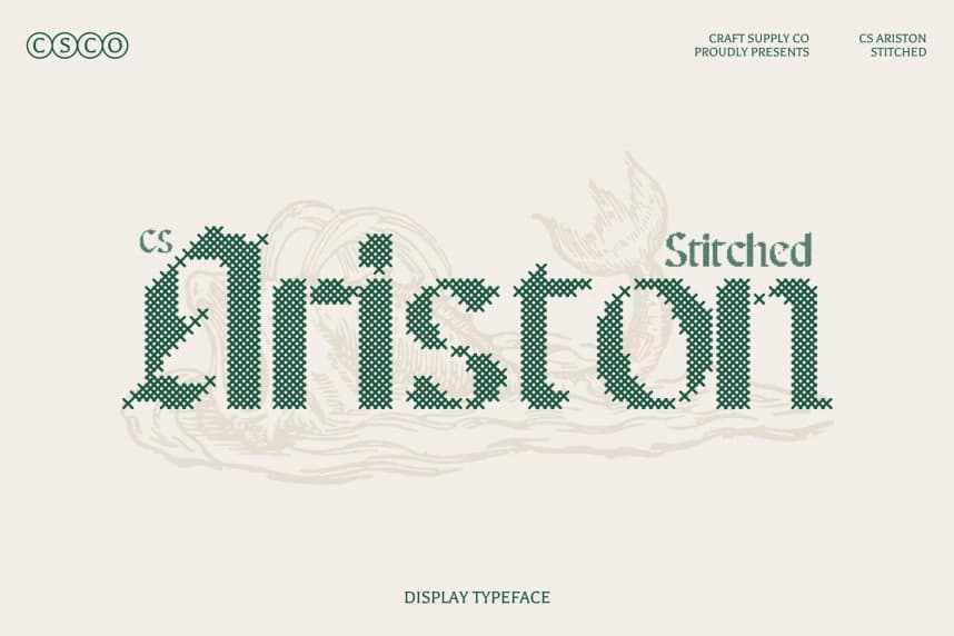 CS Ariston Stitched Font – Display creative asset