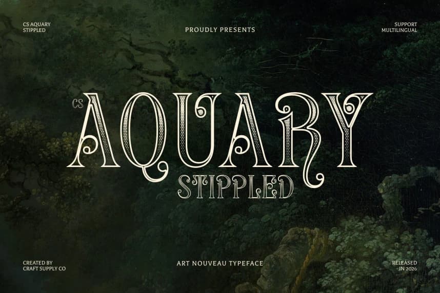CS Aquary Stippled Font – Display creative asset
