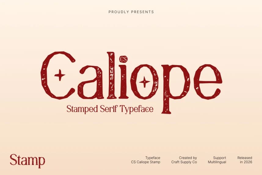 CS Caliope Stamp Font – Display creative asset