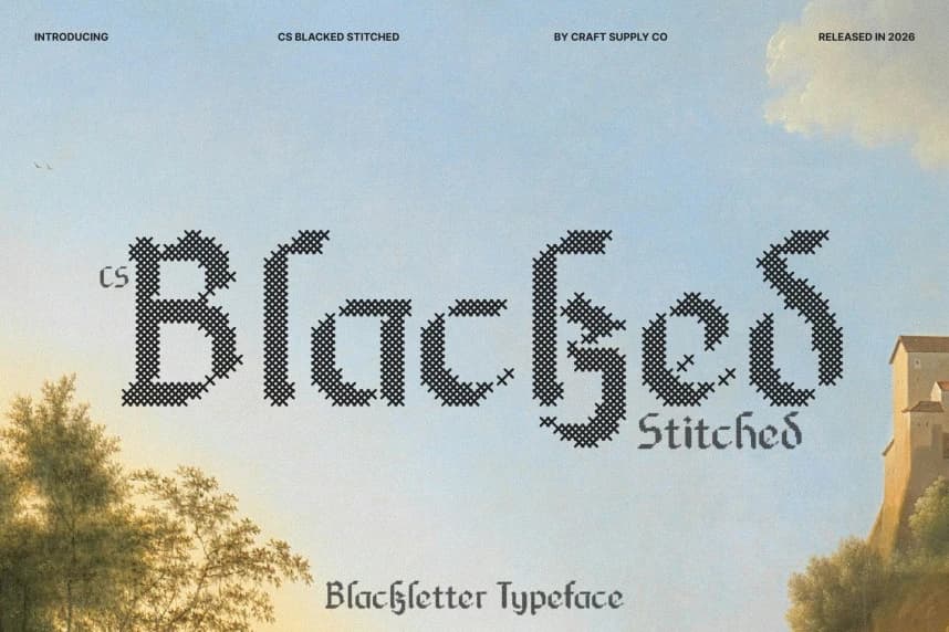 CS Blacked Stitched Font – Display creative asset