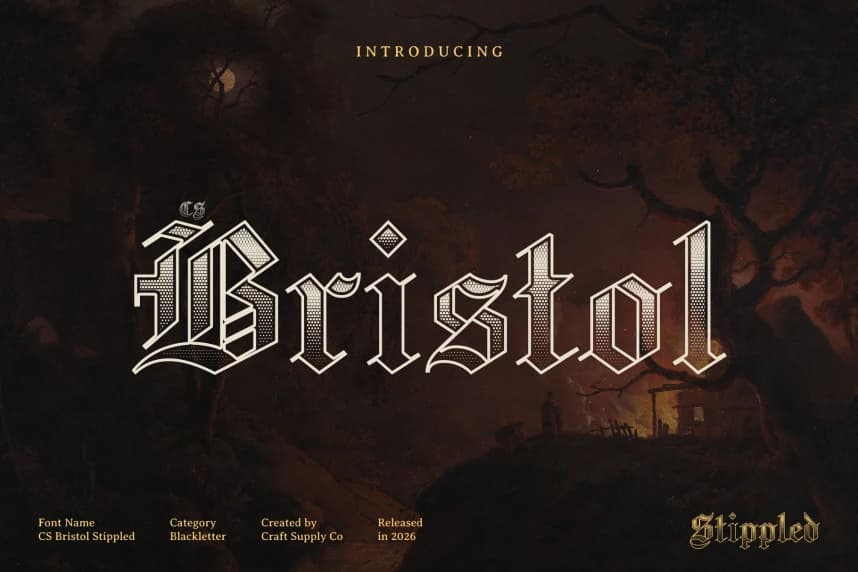 CS bristol Stippled Font – Display creative asset