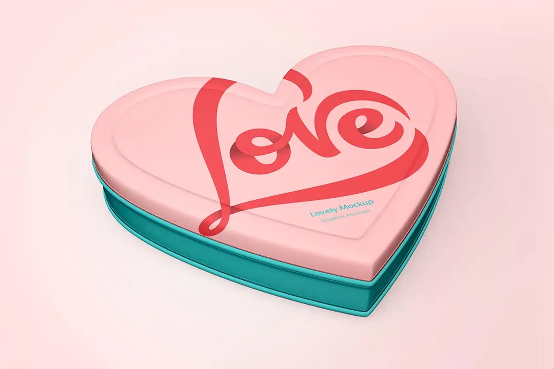 Hearth Shape Chocolate Box Mockup Free PSD – Mockups creative asset
