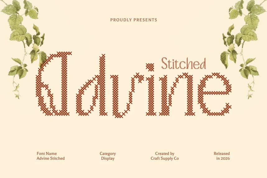 Advine Stitched Font – Serif creative asset