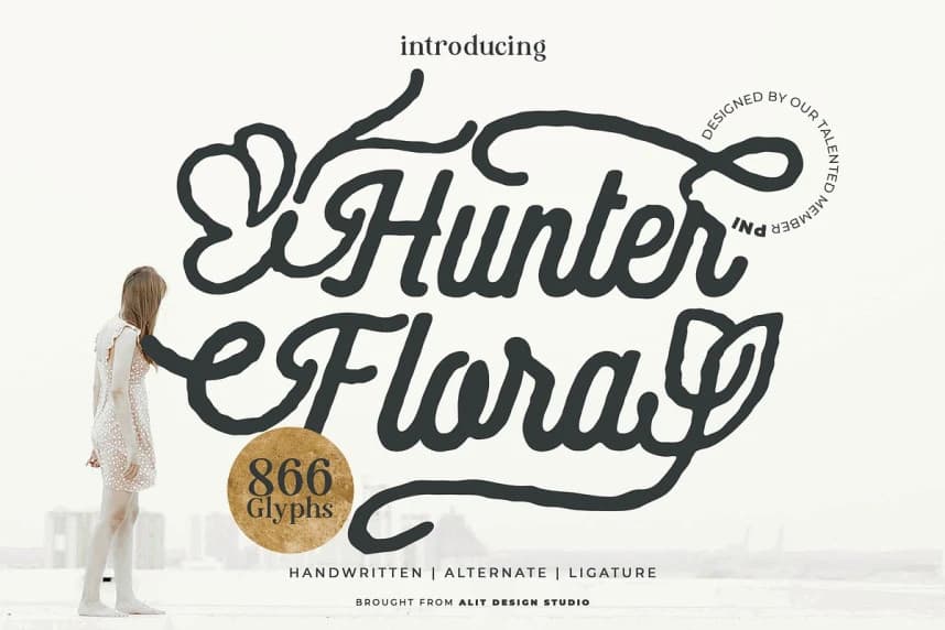 Hunter flora Font – Handwritten creative asset