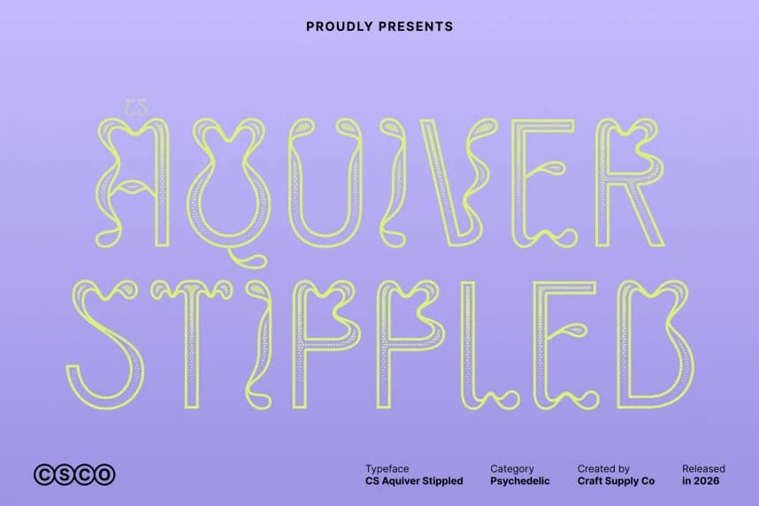 CS Aquiver Stippled Font – Display creative asset