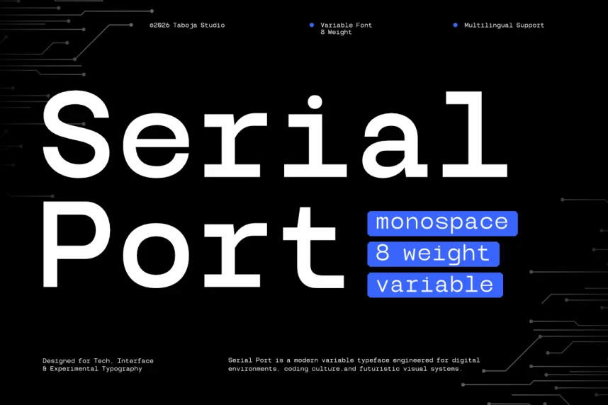 TBJ Serial Port Font – Monospace creative asset