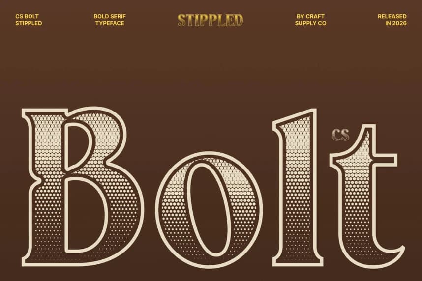 CS Bolt Stippled Font – Display creative asset