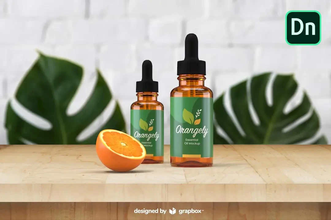 Dropper Bottle Mockup & Orange Free DN – Mockups creative asset