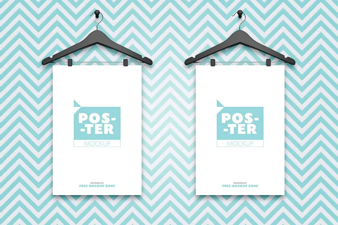 Posters Hanging on Hangers Mockup – Mockups creative asset