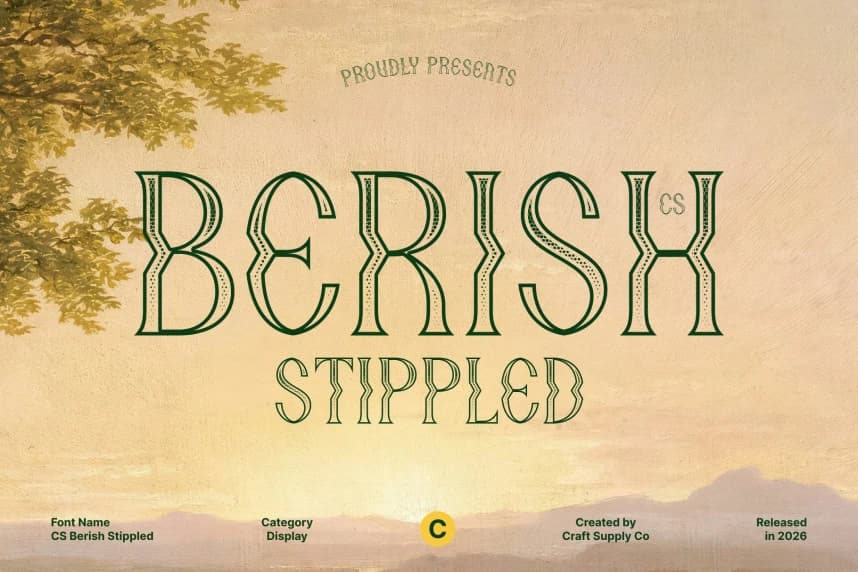 CS Berish Stippled Font – Display creative asset