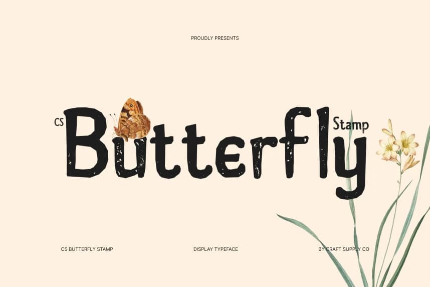 CS Butterfly Stamp Font – Display creative asset